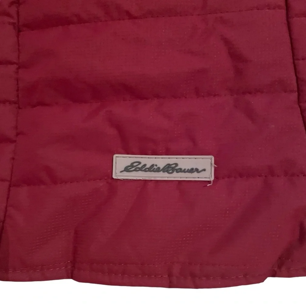 Eddie Bauer Dog Coat Size Large Maroon Hood and Fleece Lined